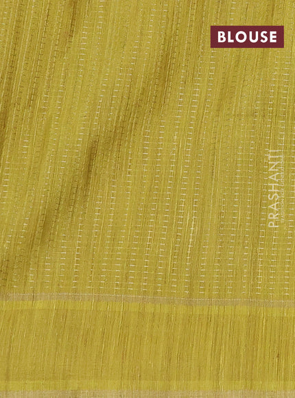 Semi matka saree elephant grey and lime yellow with allover zari weaves and rettapet zari woven border