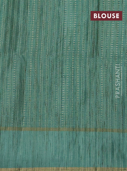 Semi matka saree deep purple and teal green with allover zari weaves and rettapet zari woven border