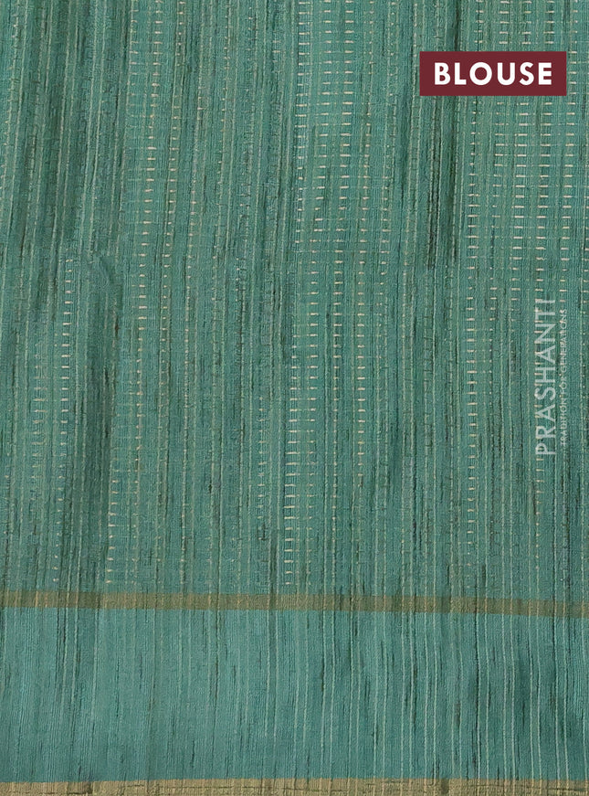 Semi matka saree deep purple and teal green with allover zari weaves and rettapet zari woven border
