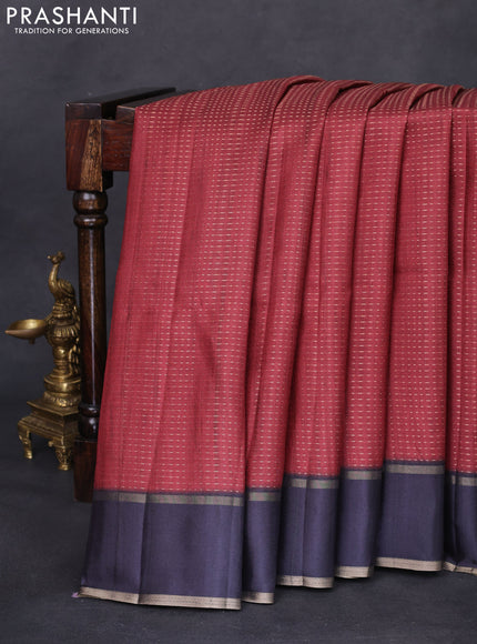 Semi matka saree maroon and black with allover zari weaves and rettapet zari woven border