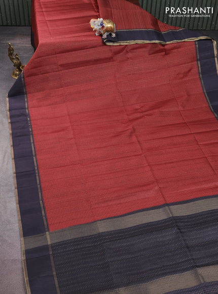 Semi matka saree maroon and black with allover zari weaves and rettapet zari woven border