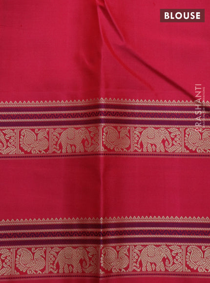 Pure kanchipuram silk saree cream and pink with allover checked pattern and rettapet thread woven border