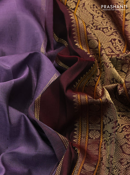Pure kanchipuram silk saree lavender shade and maroon with zari woven buttas and rettapet zari woven border