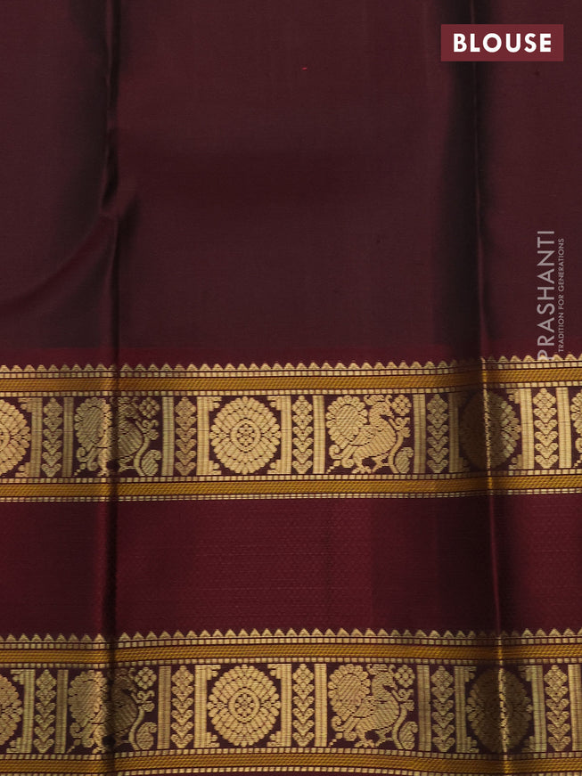 Pure kanchipuram silk saree lavender shade and maroon with zari woven buttas and rettapet zari woven border