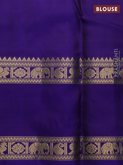 Pure kanchipuram silk saree green and blue with zari woven buttas and rettapet zari woven border