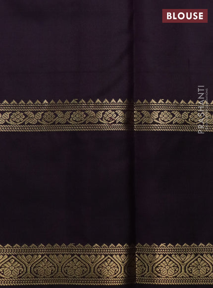 Pure kanchipuram silk saree wine shade with allover zari woven checked pattern and rettapet zari woven border