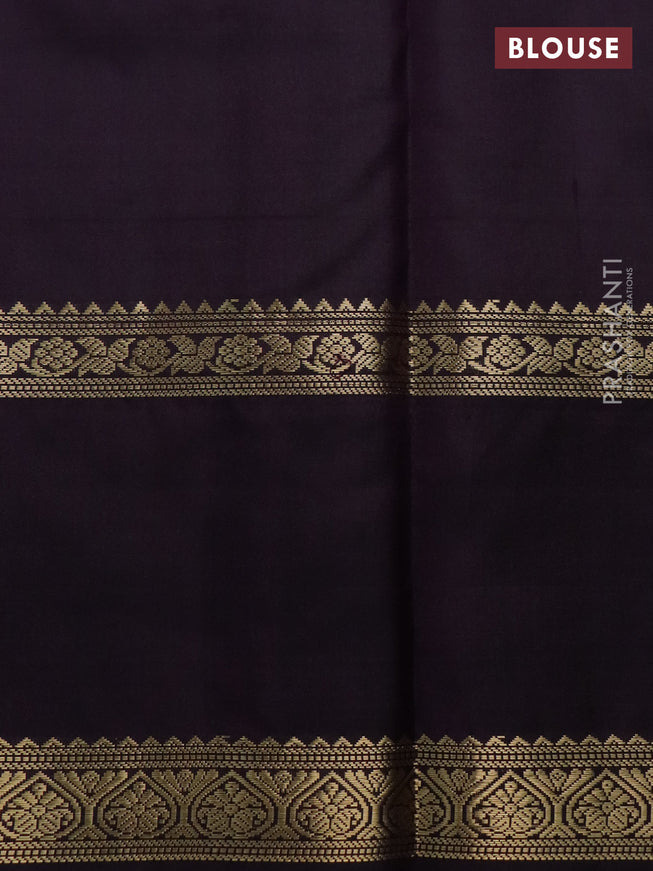 Pure kanchipuram silk saree wine shade with allover zari woven checked pattern and rettapet zari woven border