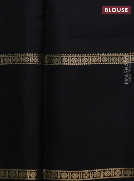 Pure kanchipuram silk saree black with allover zari woven veldhari weaves and long rettapet zari woven border