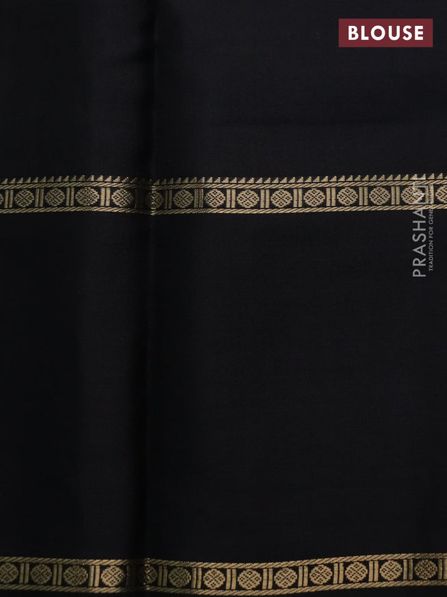 Pure kanchipuram silk saree black with allover zari woven veldhari weaves and long rettapet zari woven border