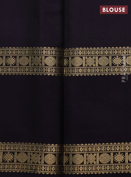 Pure kanchipuram silk saree deep jamun with allover zari checks & buttas and long rettapet zari woven border