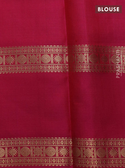 Pure kanchipuram silk saree pink with allover zari checks & buttas and long rettapet zari woven border