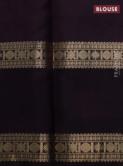Pure kanchipuram silk saree wine shade with allover zari woven checked pattern and rettapet zari woven border