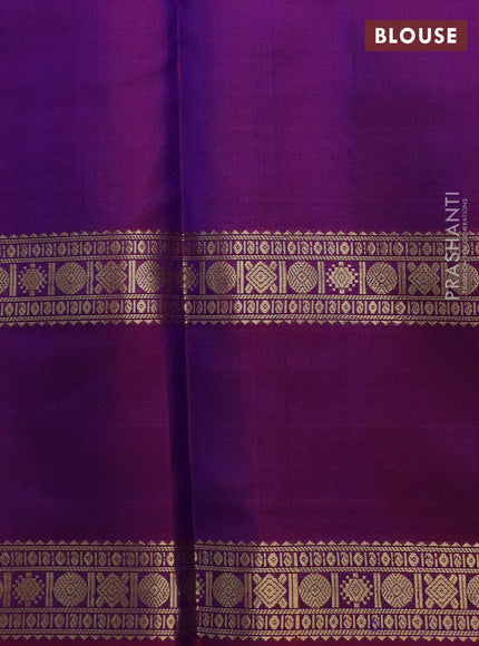 Pure kanchipuram silk saree purple with allover zari woven checked pattern and rettapet zari woven border