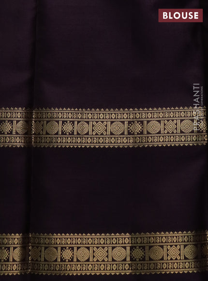 Pure kanchipuram silk saree wine shade with allover zari woven checked pattern and rettapet zari woven border
