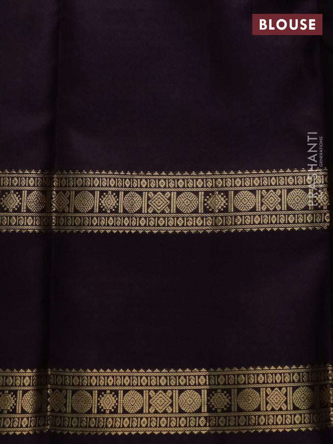 Pure kanchipuram silk saree wine shade with allover zari woven checked pattern and rettapet zari woven border