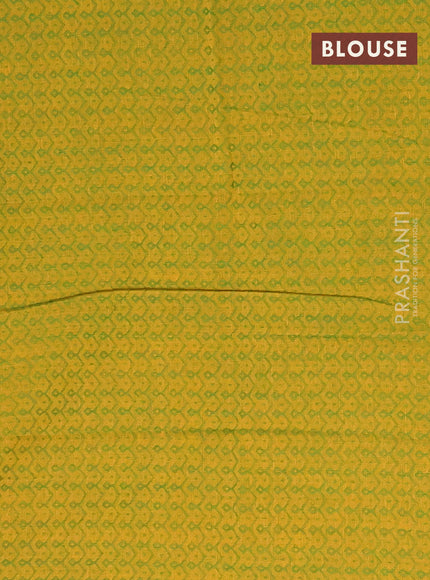 10 Yards chettinad cotton saree mustard yellow and dual shade of green with plain body and thread woven border