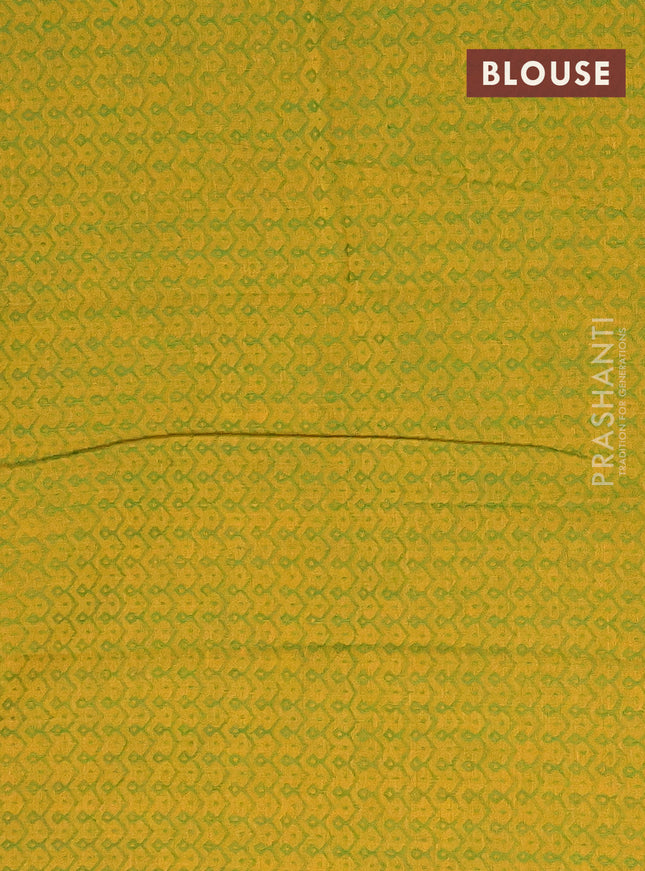 10 Yards chettinad cotton saree mustard yellow and dual shade of green with plain body and thread woven border