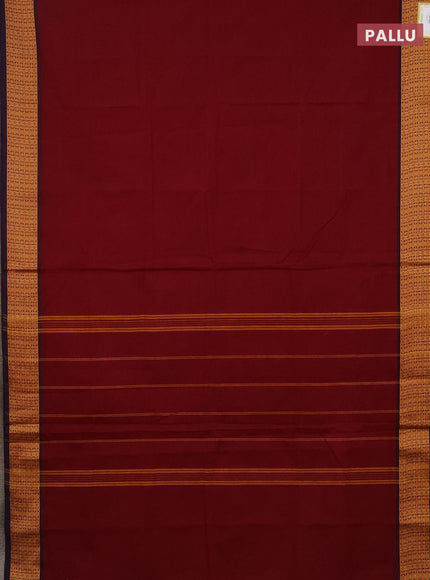 10 Yards chettinad cotton saree deep maroon and wine shade with plain body and thread woven border