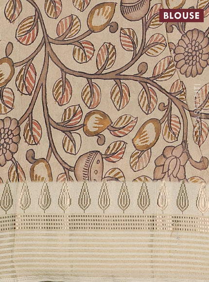 Semi tussar saree pastel maroon and cream with ikat butta prints and zari woven border