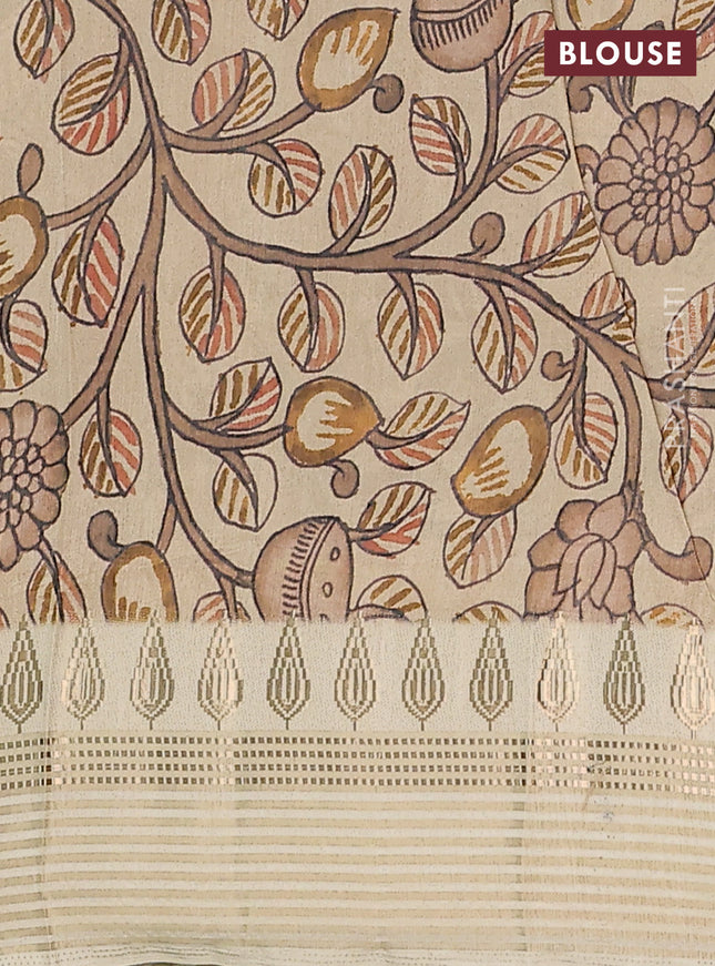 Semi tussar saree pastel maroon and cream with ikat butta prints and zari woven border