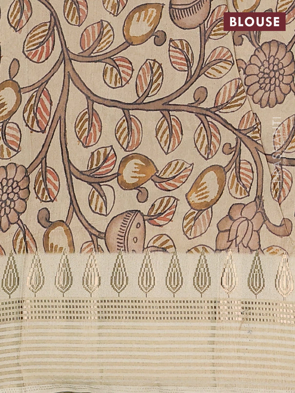 Semi tussar saree pastel maroon and cream with ikat butta prints and zari woven border