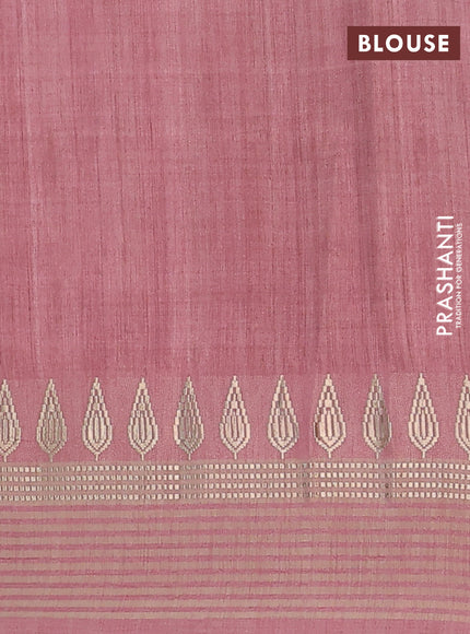 Semi tussar saree maroon and mauve pink with allover kalamkari prints and zari woven border