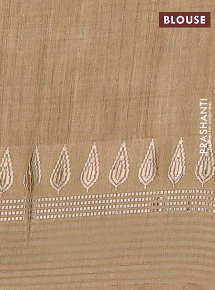 Semi tussar saree yellow shade and cream with allover kalamkari prints and zari woven border