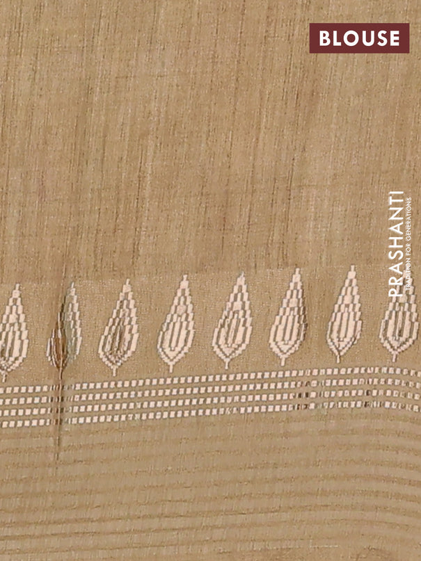 Semi tussar saree yellow shade and cream with allover kalamkari prints and zari woven border