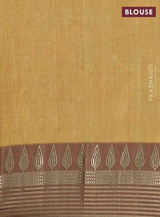 Semi tussar saree red shade and brown with allover kalamkari prints and zari woven border