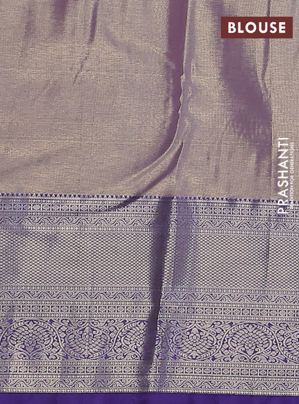 Semi kanchipuram tissue silk saree mild lavender and lavender with allover silver zari woven brocade weaves and long zari woven border