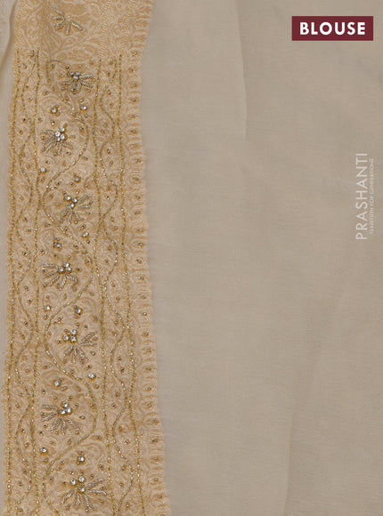 Banarasi georgette saree off white with allover jaal weaves & stone work and zardosi work border