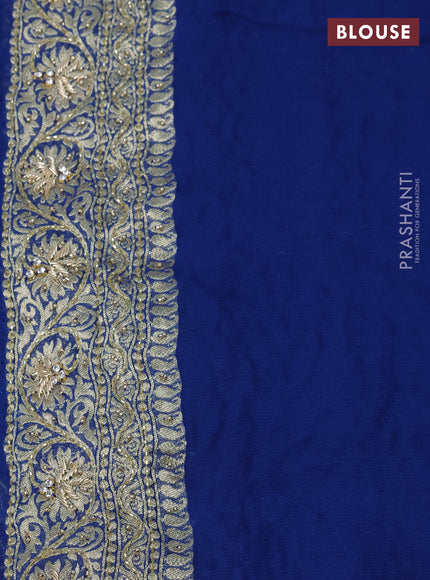 Banarasi georgette saree peacock blue with woven buttas & stone work and zardosi work border