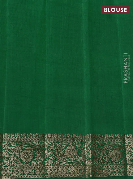 Chiniya silk saree deep purple and green with woven buttas and woven border