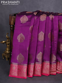Chiniya silk saree violet and pink with woven buttas and woven border