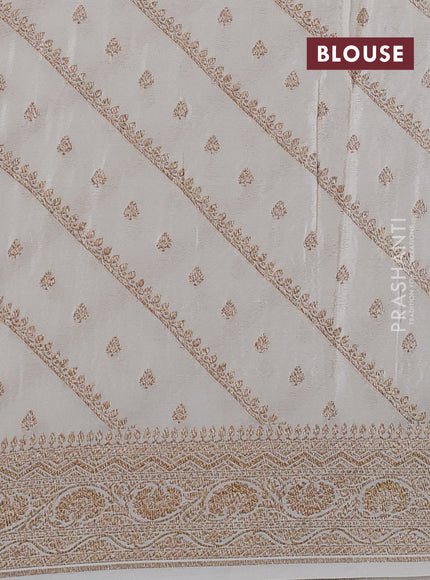 Banarasi crepe saree cream with half & half style and woven border