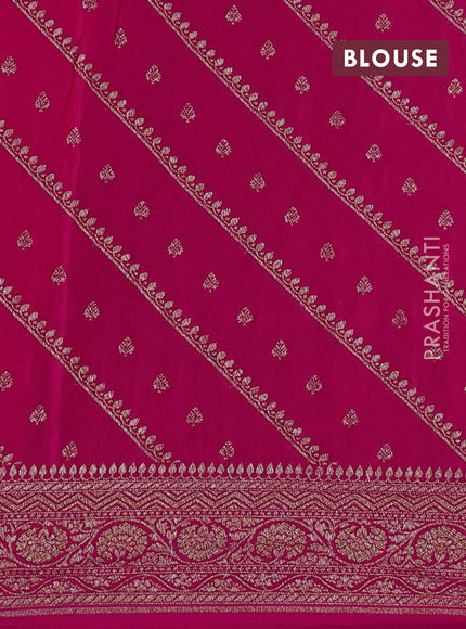 Banarasi crepe saree pink with half & half style and woven border