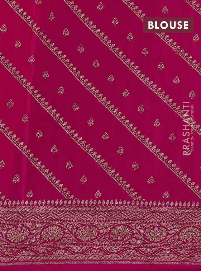 Banarasi crepe saree pink with half & half style and woven border