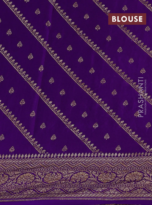 Banarasi crepe saree violet with half & half style and woven border