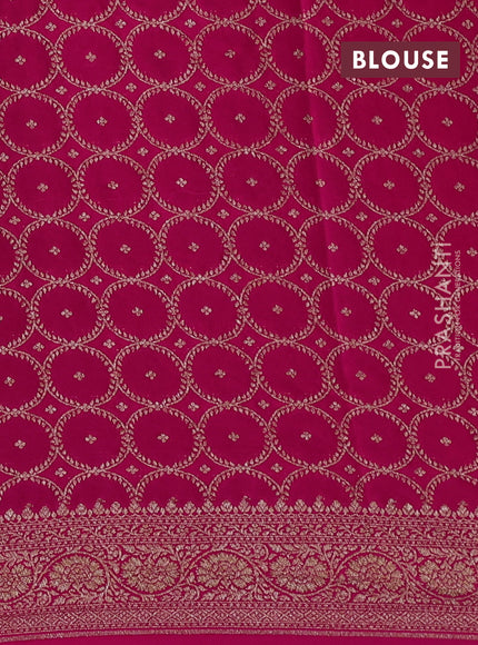 Banarasi crepe saree pink with half & half style and woven border