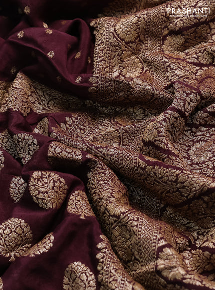 Banarasi crepe saree coffee brown with half & half style and woven border