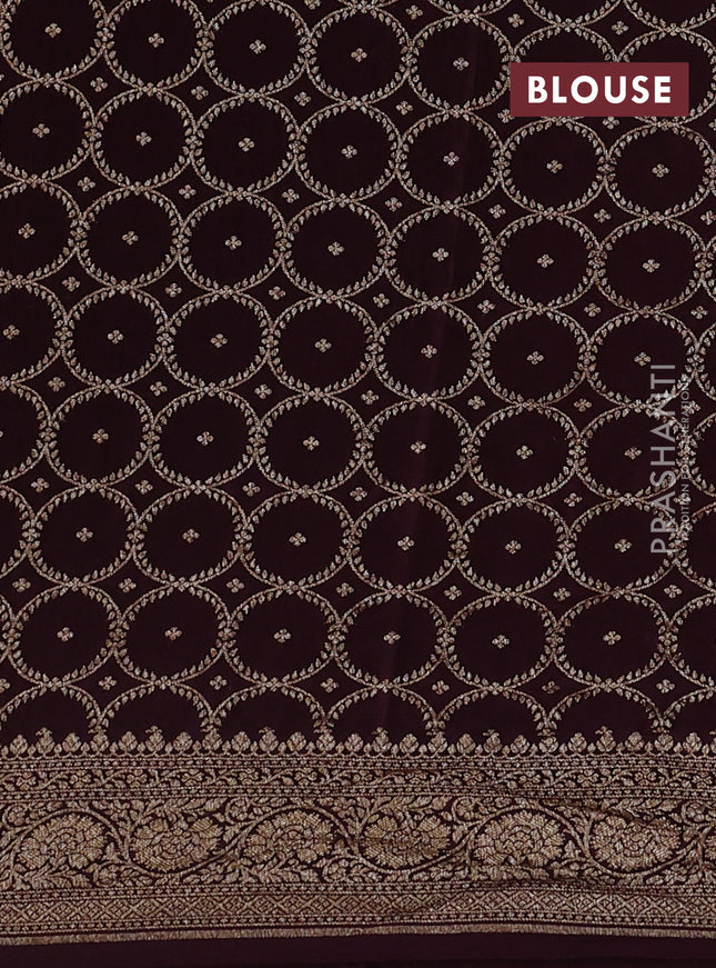 Banarasi crepe saree coffee brown with half & half style and woven border