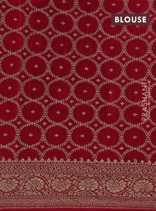 Banarasi crepe saree red with half & half style and woven border