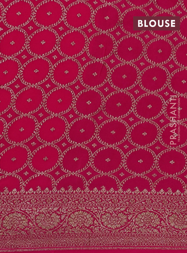 Banarasi crepe saree pink with half & half style and woven border