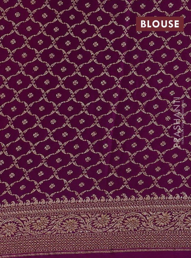 Banarasi crepe saree purple with half & half style and woven border