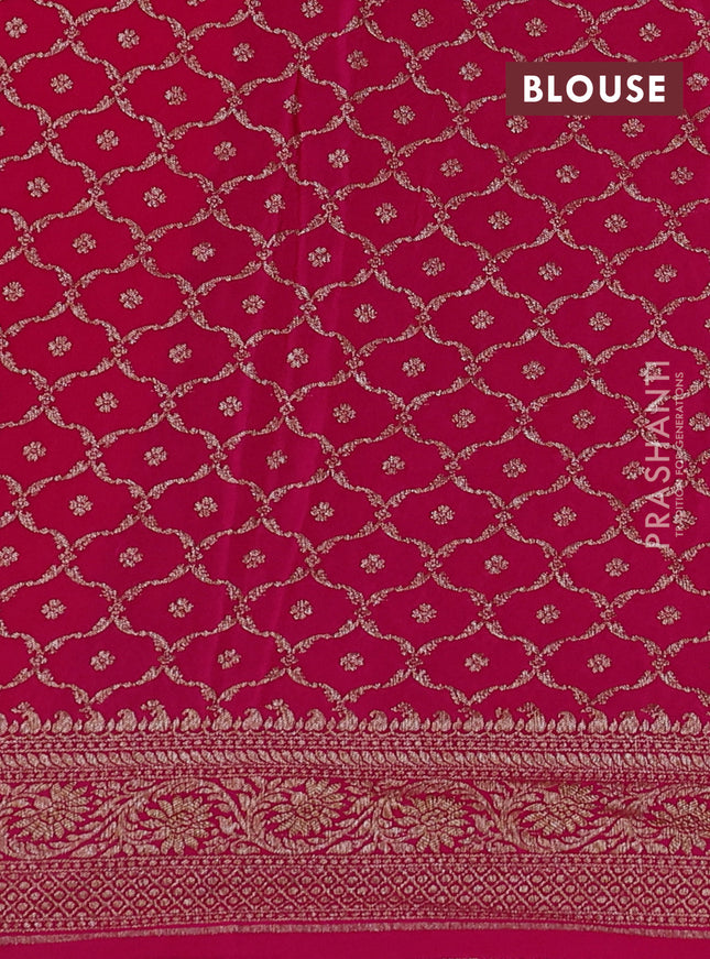 Banarasi crepe saree pink with half & half style and woven border