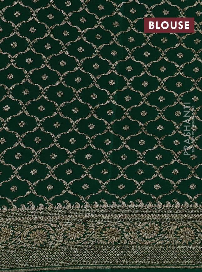 Banarasi crepe saree green with half & half style and woven border