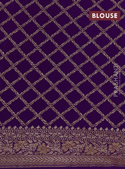 Banarasi crepe saree violet with half & half style and woven border