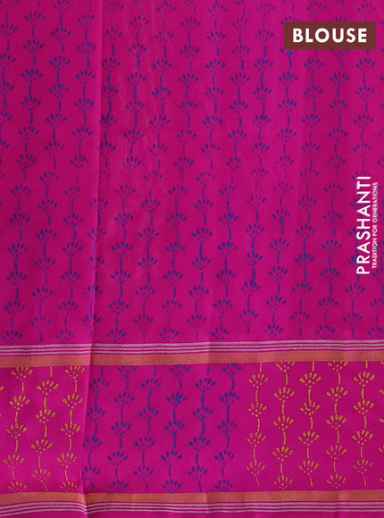 Uppada block printed silk saree light pink and pink with butta prints and zari woven printed border