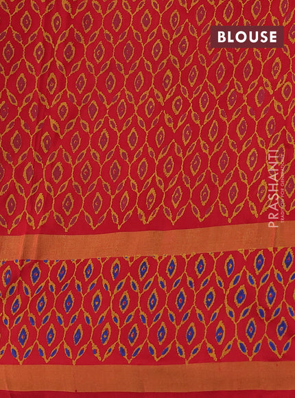 Uppada block printed silk saree red shade and red with butta prints and long zari woven printed border