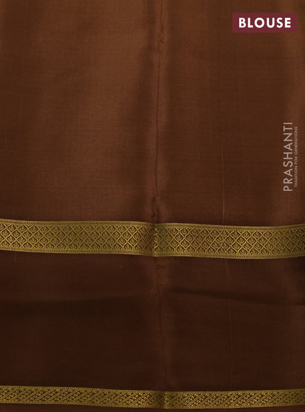 Pure mysore silk saree multi colour and brown with allover checks & geometric prints and rettapet zari woven border